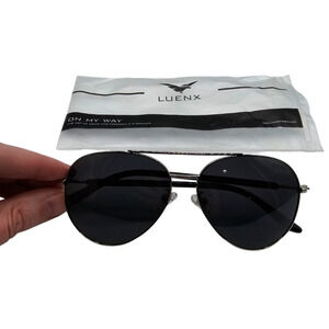 Luenx Sunglasses Black Shades Aviator Style
